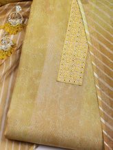 Neck Embroidered Tissue Unstitched Suit With Dupatta